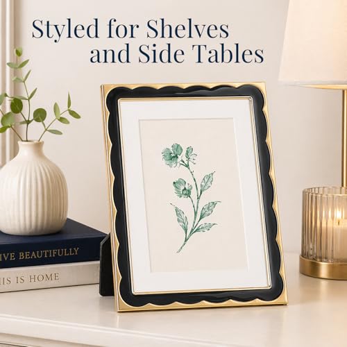 5x7 Scalloped Enamel Picture Frame (Soft Charcoal / 5x7)