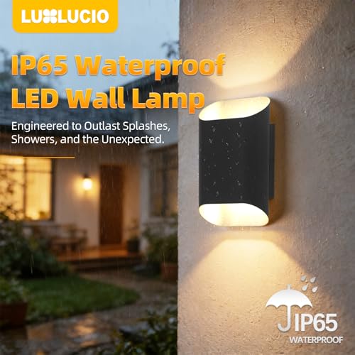 Black Up & Down Indoor Outdoor LED Wall Sconce (Black / 2 pack)