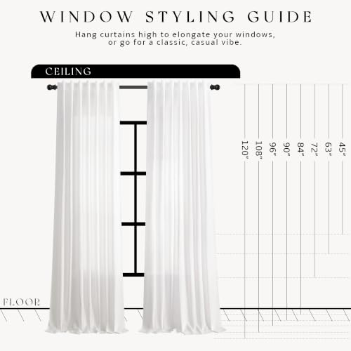 White Linen Curtains 63 Inches Long for Living Room 2 Panels (White / 52"W x 63"L (Pack of 2))