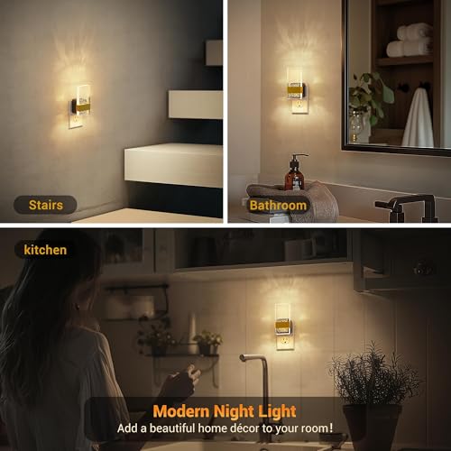 Night Lights Plug into Wall (Gold-3000K / 2 Pack)
