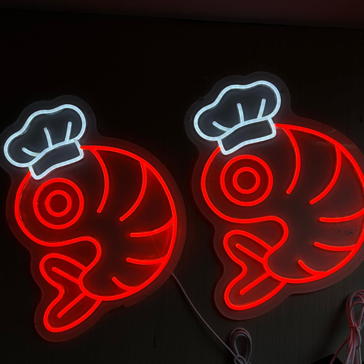 Chef Shrimp LED Neon Sign Seafood Graphic Wall Decor Restaurant (Shrimp)