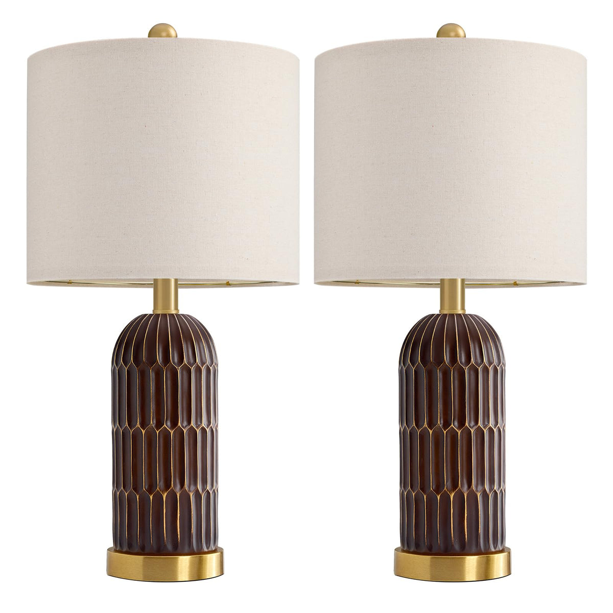 22.5" Bedside Table Lamps Set of 2 (22“ -Brown and Gold)