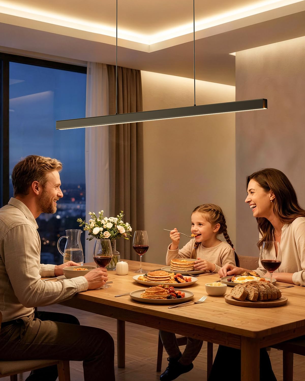 Modern LED Island Lights for Kitchen (Black-Liner / 31.5in)