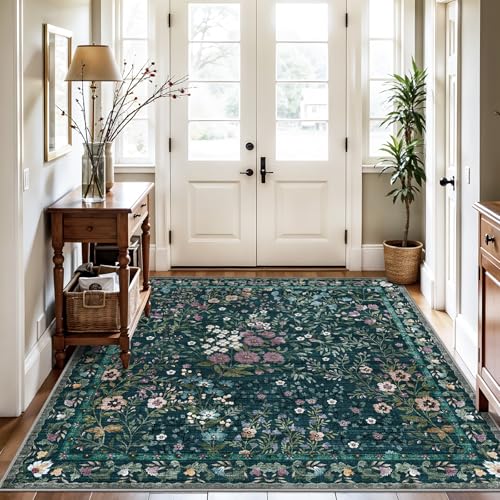 5x5 Living Room Area Rug Washable (Green / 5x5)