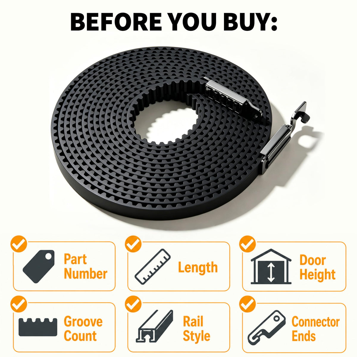 41A5250 1 Garage Door Drive Belt (41A5250-1 261'' for 8FT Garage Door)