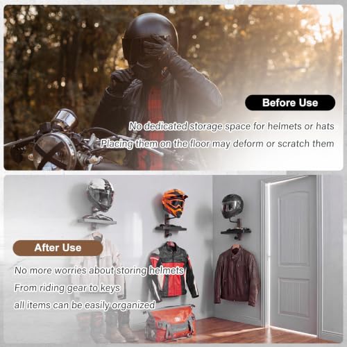 Helmet Holder Wall Mount with Shlef