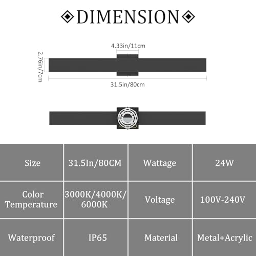 2 Pack 3 Colors Outdoor Wall Light