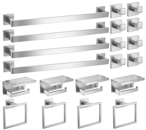 10 Pieces Bathroom Accessories Set Brushed Nickel Bathroom Hardware Set 24 Inch SUS304 Bath Towel Bar Set Towel Rack Set for Bathroom Wall Mounted