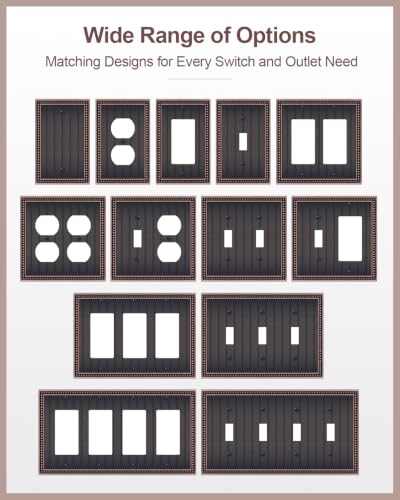 Oil Rubbed Bronze 2 Gang Toggle Wall Plate Cover Zinc Alloy 2 Pack (Aged Bronze / Double Toggle)