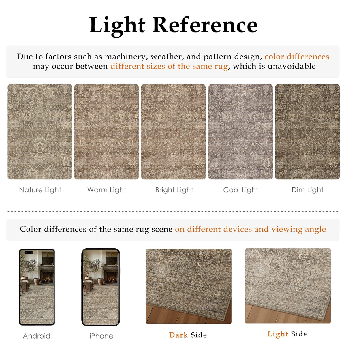 Area Rugs 6x9 Light Brown Vintage Rug for Living Room (Retro | Light Brown / 6' x 9' (Rectangular))