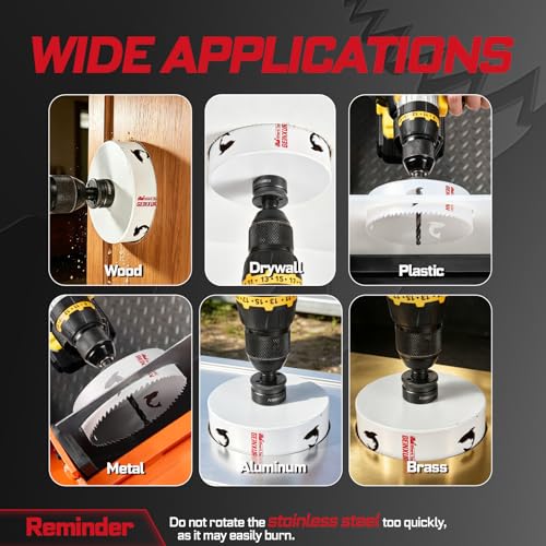 6 Inch(152mm) Hole Saw, 1PC HSS Bi-Metal Hole Saw Kit with Shark Tooth Hole Cutter for Wood,Drywall, PVC Boards and Thin Metal (1 PCS 6")