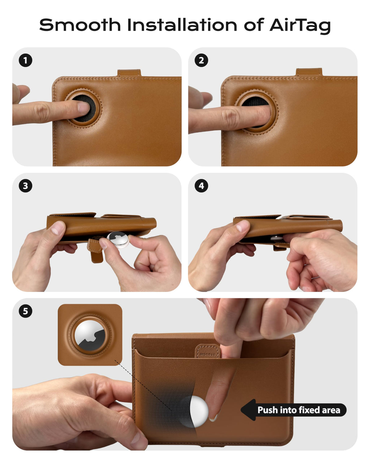 Passport Holder with AirTag (Brown)