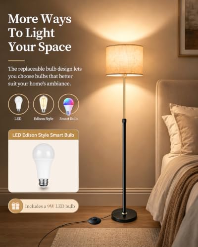 Upgraded】Floor Lamp for Living Room & Bedroom (Black Gold 2700K)