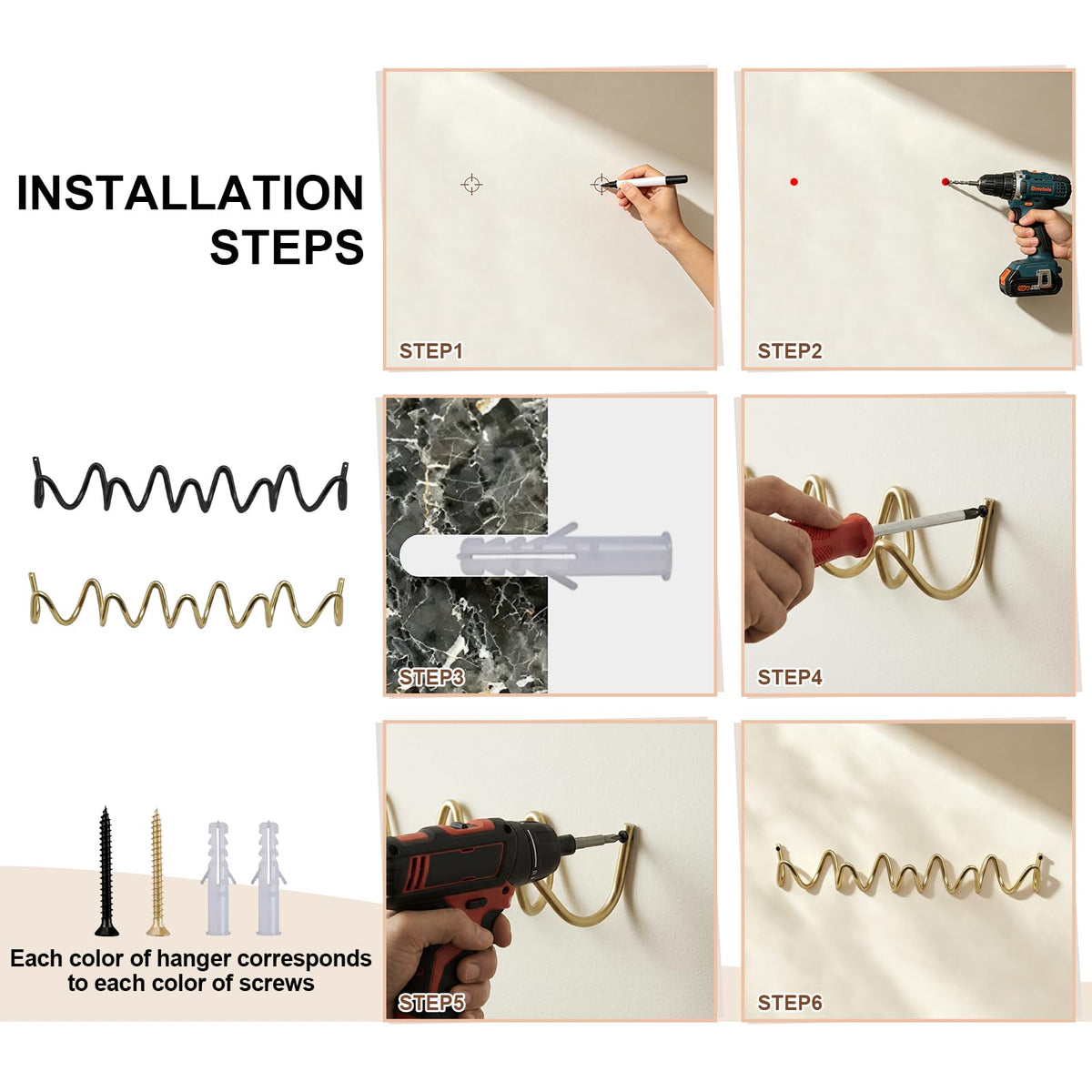 Wavy Wall Mount Coat Rack (Gold-1Piece / 19" x 2.95" (49cm x 7.5cm))