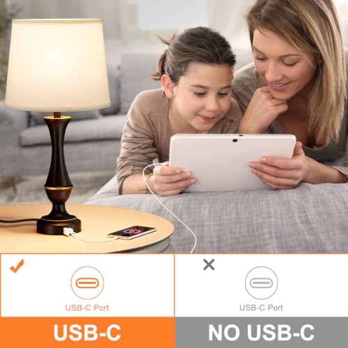 Touch Lamps for Nightstand (B. White Shade & Black Base / Medium(22 In))