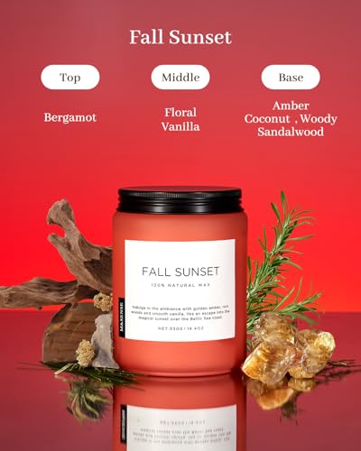 Fall Sunset Amber Scented Candles Early Autumn Decor Home Fragrance (Large Jar / Amber Santal)