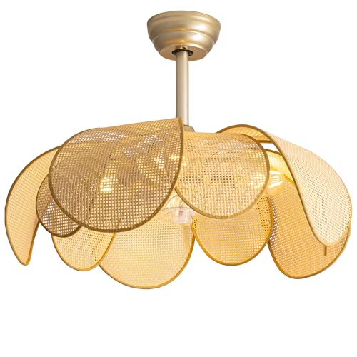Rattan fandelier Ceiling Fans with Lights