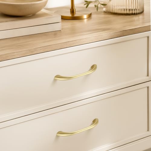 10 Pack Brushed Gold Cabinet Pulls (Brushed Gold / 5 Inch Hole Center)