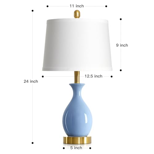 24″ Light Blue Ceramic Table Lamp for Living Room (Light Blue - 24"H - 1 Pack)