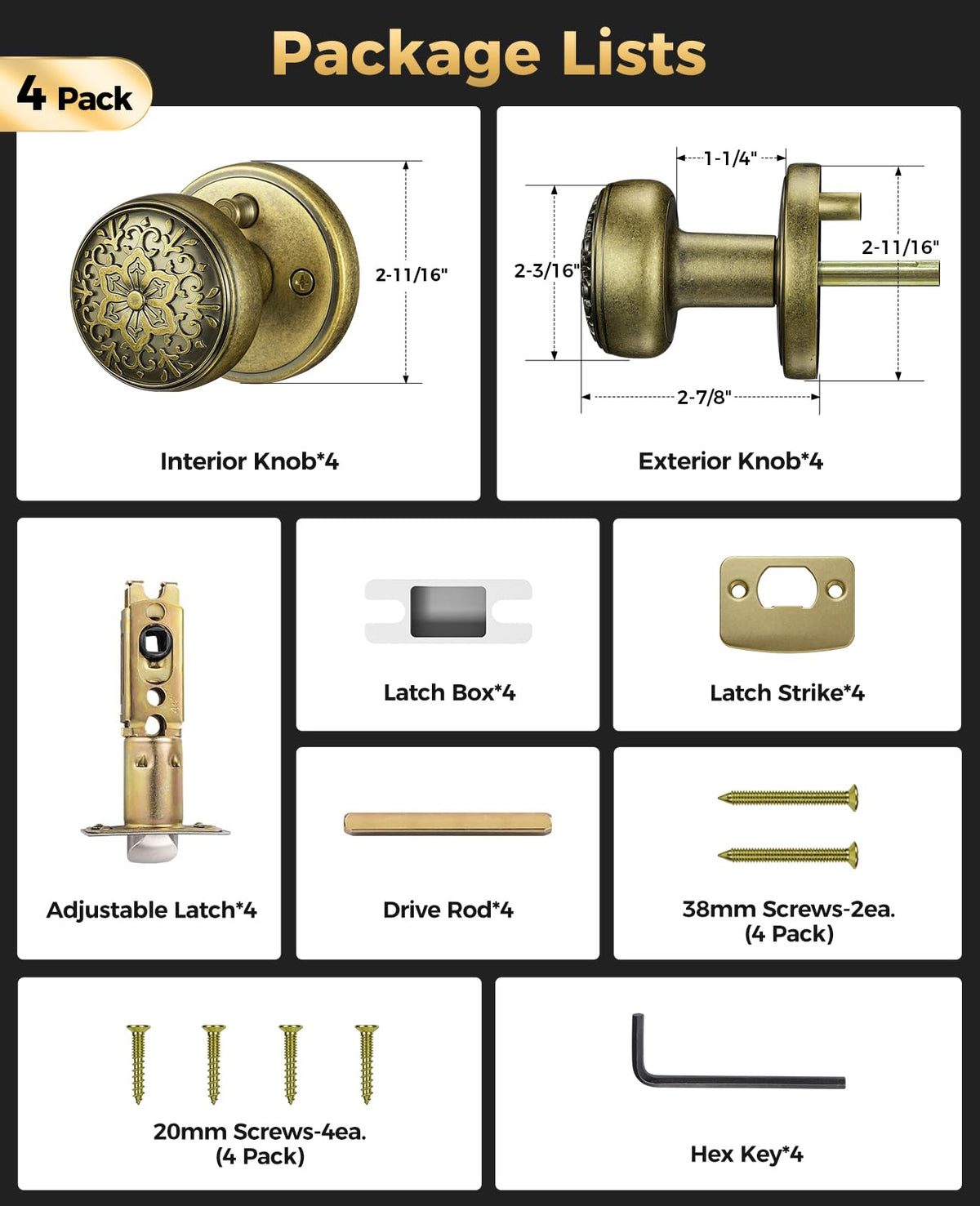 Aged Brass Door Knobs (Aged Brass)