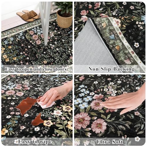 Washable Hallway Runner Rug 2x7 (Black / 2x7)