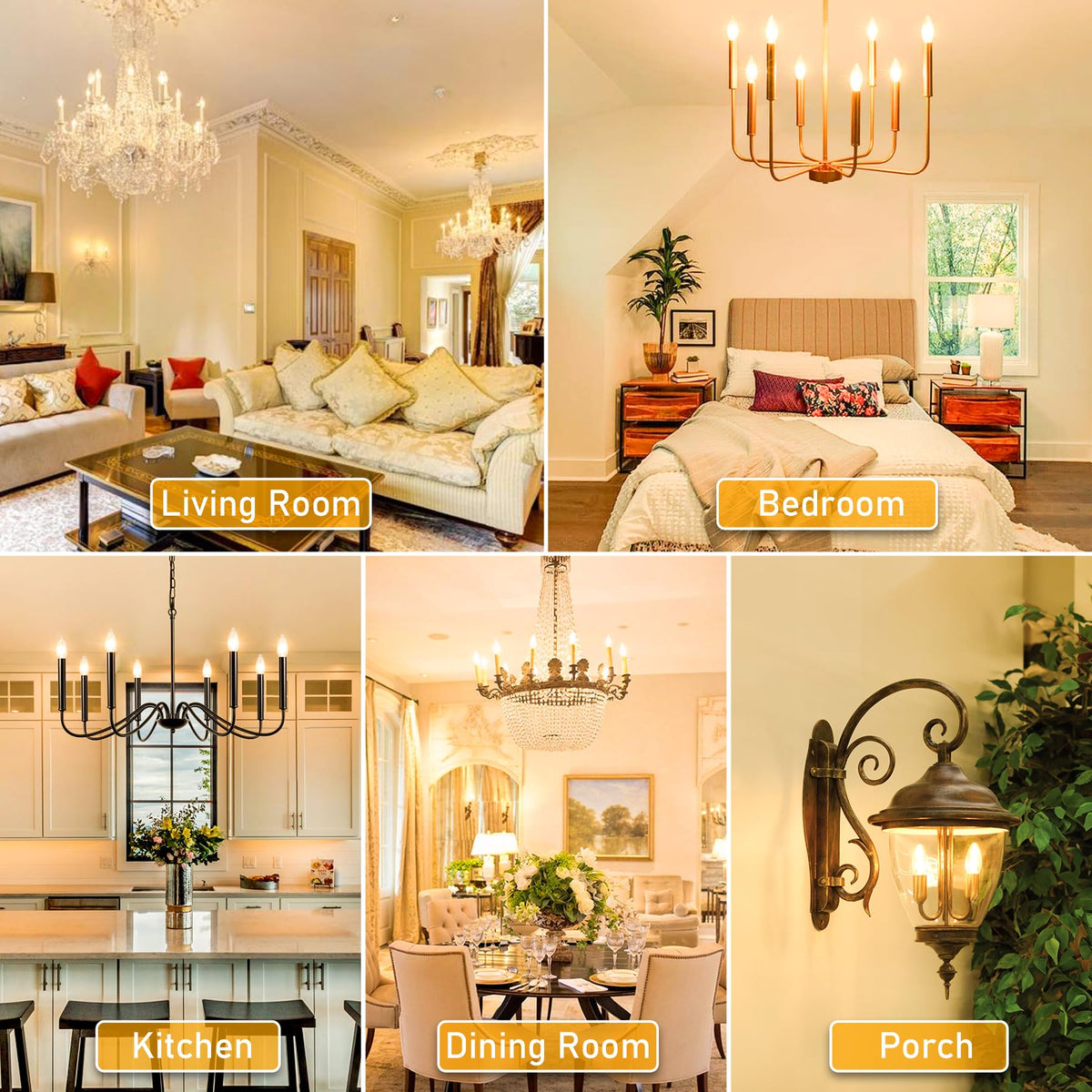 24 Pack E12 Chandelier LED Light Bulbs 60W Equivalent 2700K Warm White (24 Count (Pack of 1))