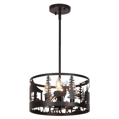 Rustic Deer Bear Cabin Chandelier