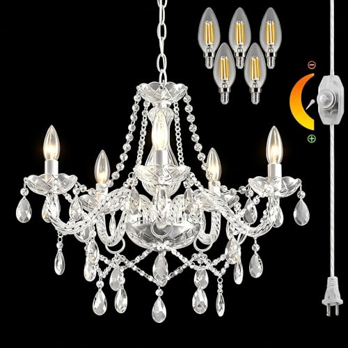 8 Light Plug in Chandelier