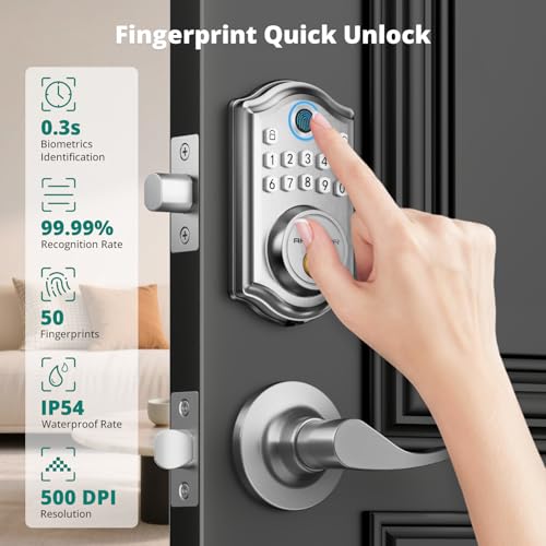 DS10 Pro Fingerprint Keyless Entry Door Lock with Lever Handle Set