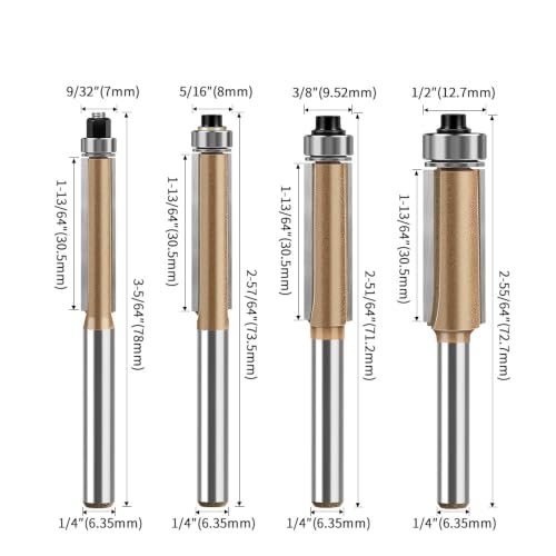 2 Degree Spiral Flush Trim Router Bit Set 1