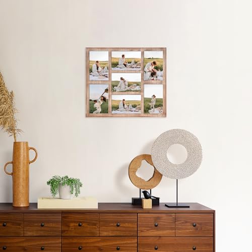 4x6 Picture Frame Collage for Wall Decor with Real Glass (Rustic Brown / 13x15in (2Pack))