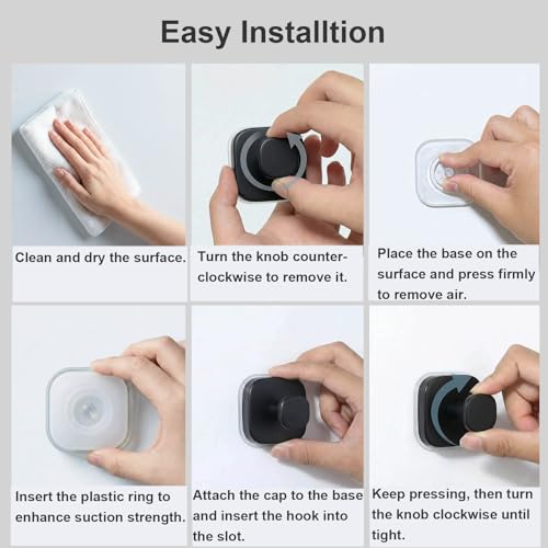 Suction Cup Hooks for Shower (Matte Black / 4 Pack)