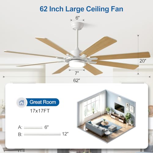 62 inch Outdoor Ceiling Fan with Light (62‘’White)