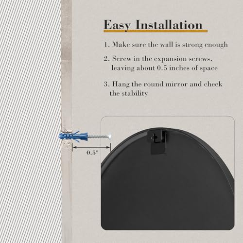 30 Inch Round Wall Mirror (Classical Black / 30.1"L x 30"W / Round)