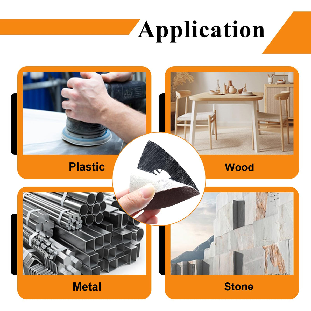 114Pcs Oscillating Tool Sanding Pads Kit 2Pcs Triangle Sanding Pads and 2Pcs Finger Sanding Pad 110Pcs Sandpaper Grit