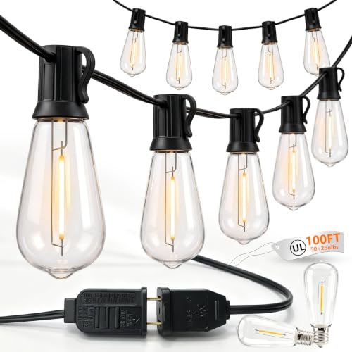 ST40 LED Outdoor String Lights with Shatterproof Vintage Edison Bulbs