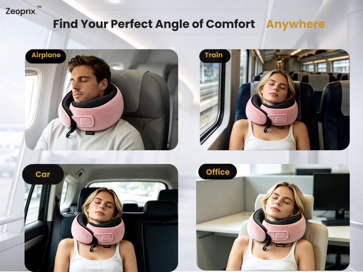 Travel Neck Pillow for Airplane (Pink)