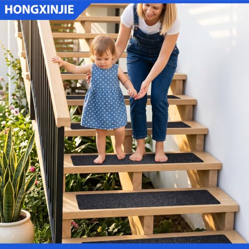 Black Non Slip Stair Treads 4"x24" 15‑Pack (Black / 4"x24"x15P)