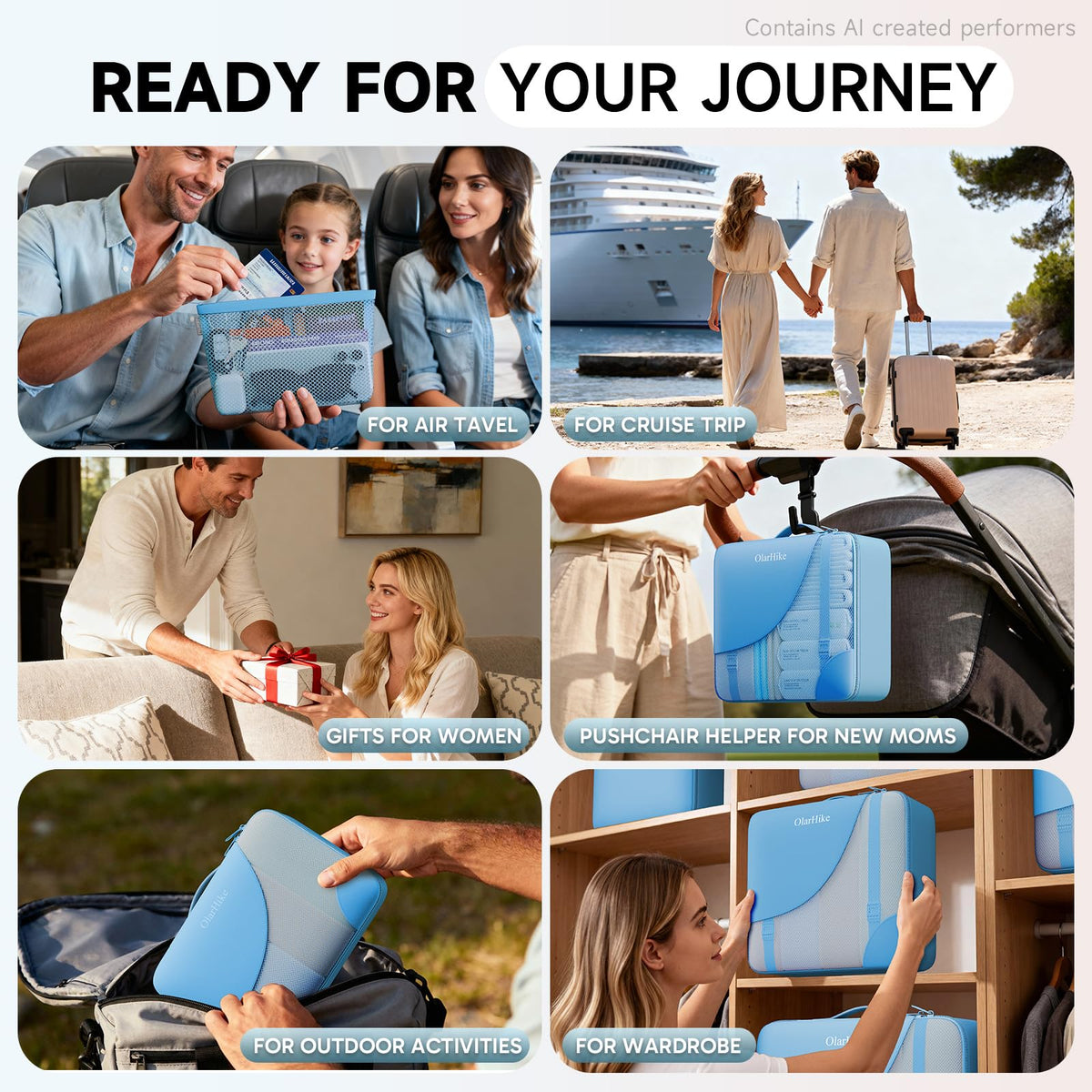 Packing Cubes for Travel (20 Azure Blue)