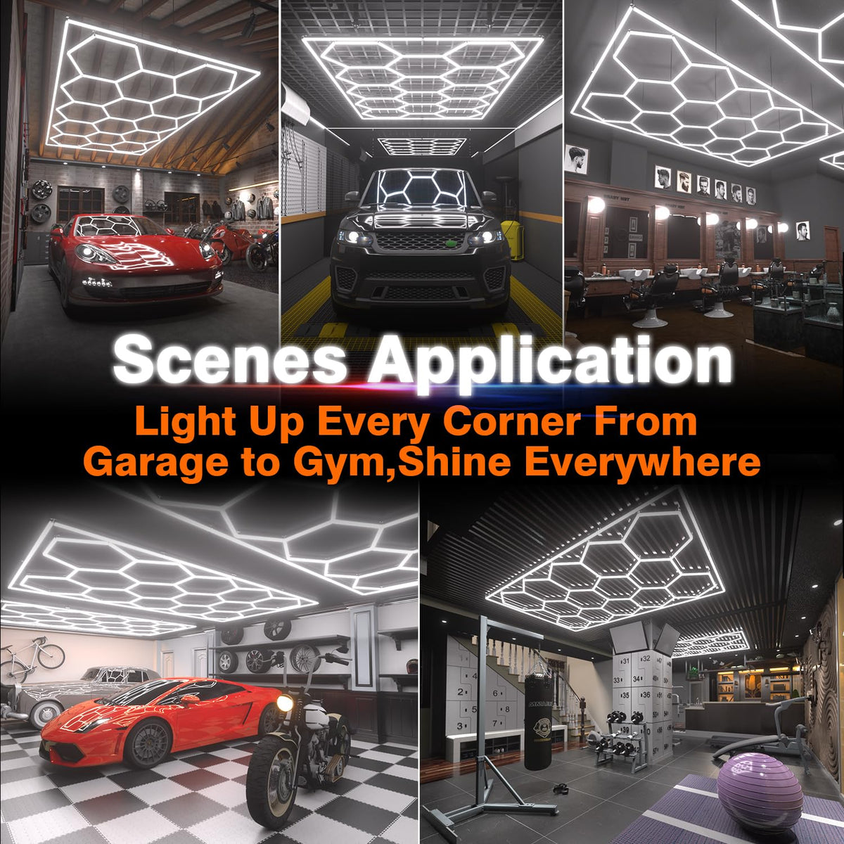 Dimmable Hexagon Garage Lights (14Hex+Border)