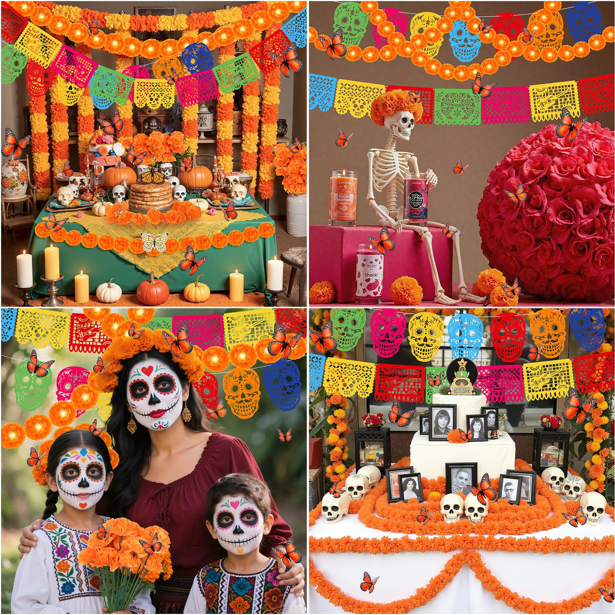 60Pcs Day of the Dead Decor (Orange)