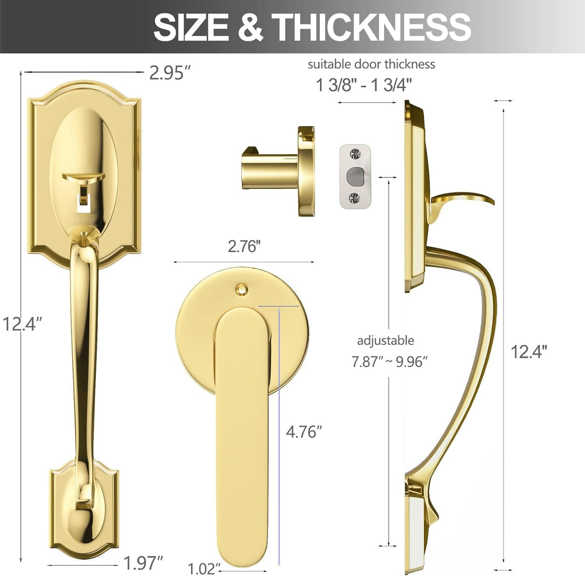 Front Door Handle and Deadbolt Set (Polished Brass)