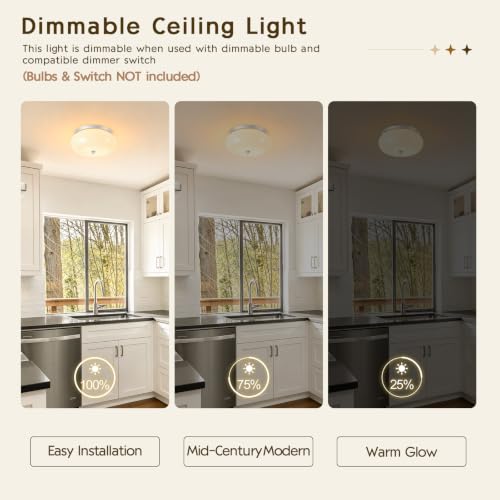 2 Light Brushed Nickel Ceiling Light (Nickel / 11.02 in)