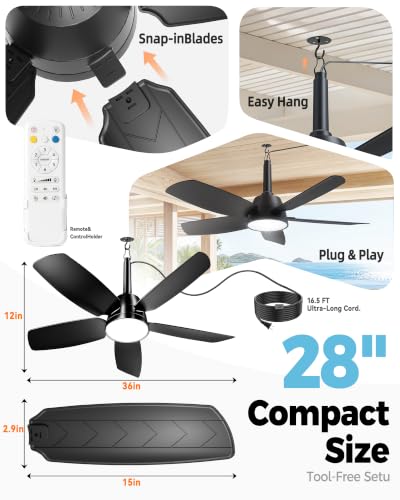 Outdoor Ceiling Fan with Light