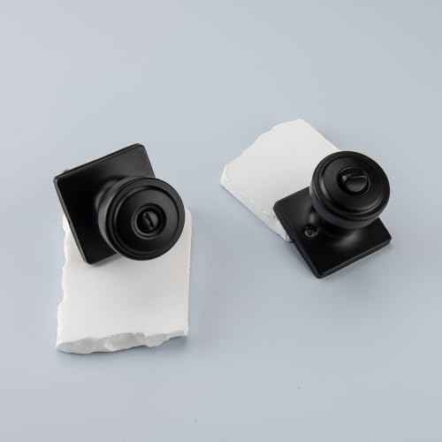 Black Door Knobs with Square Rosette for Privacy (1-Privacy)