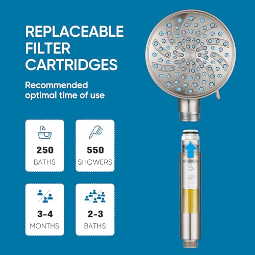 Filtered Shower Head with Handheld (Round (Built-in Power Wash) / 3. Brushed Nickel)
