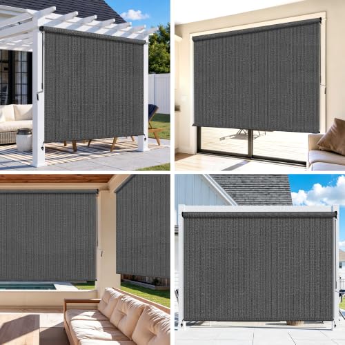 Outdoor Roller Shades for Patio (Grey / 96"W x 96"H)