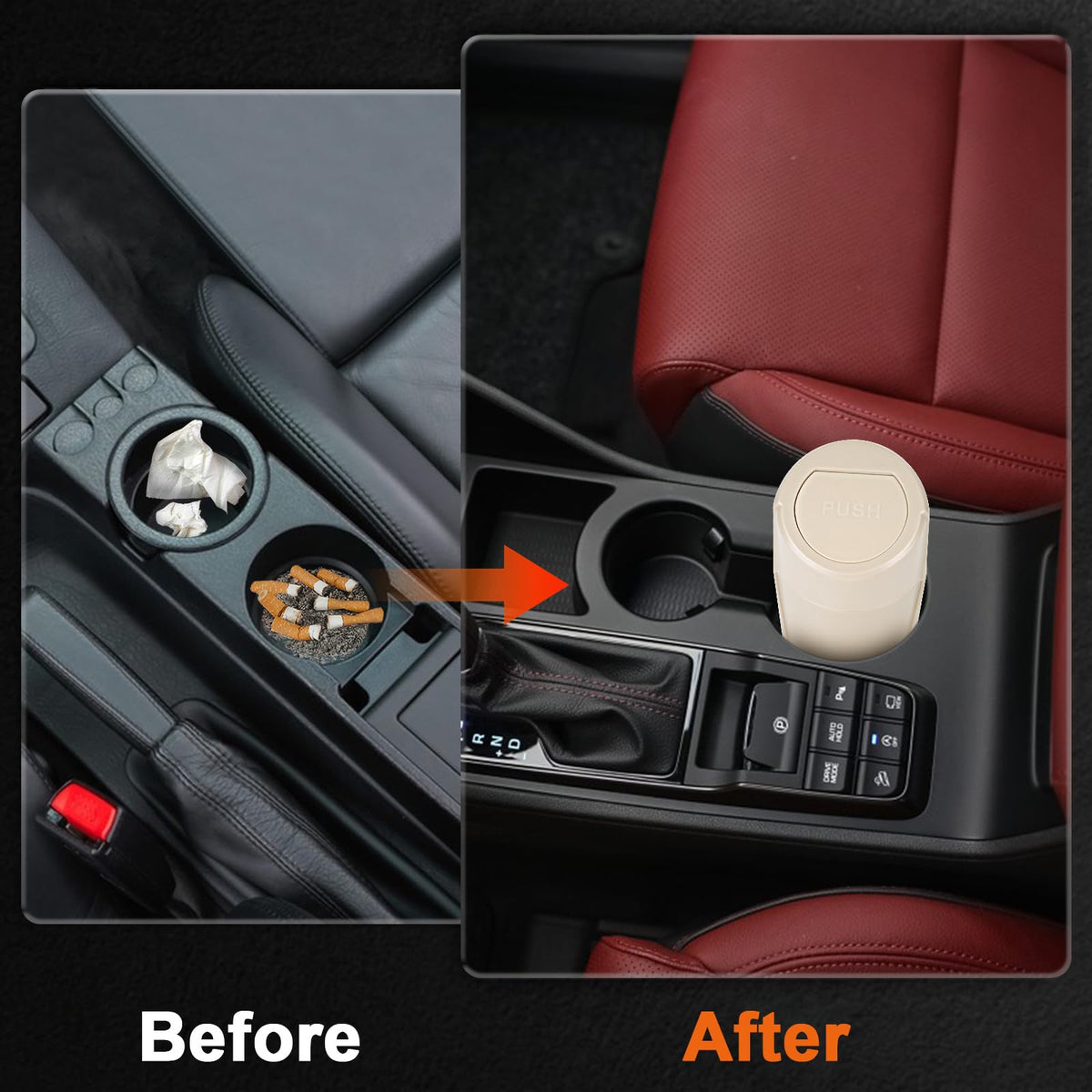 Car Trash Can (Beige / Round)