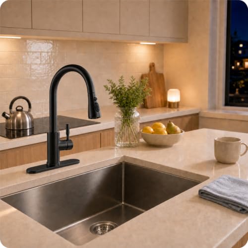 Pull Down Kitchen Sink Faucet Stainless Steel (Matte Black)