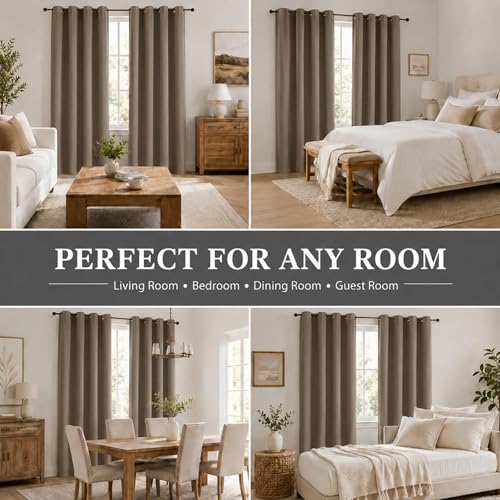 Brown Blackout Curtains 84 Inch Length 2 Panels Set for Bedroom (Brown / 52"W x 84"L (Pack of 2))